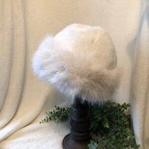 Women's Ivory Luxury Faux Fur Winter Hat. So Soft, Warm, and Attractive.